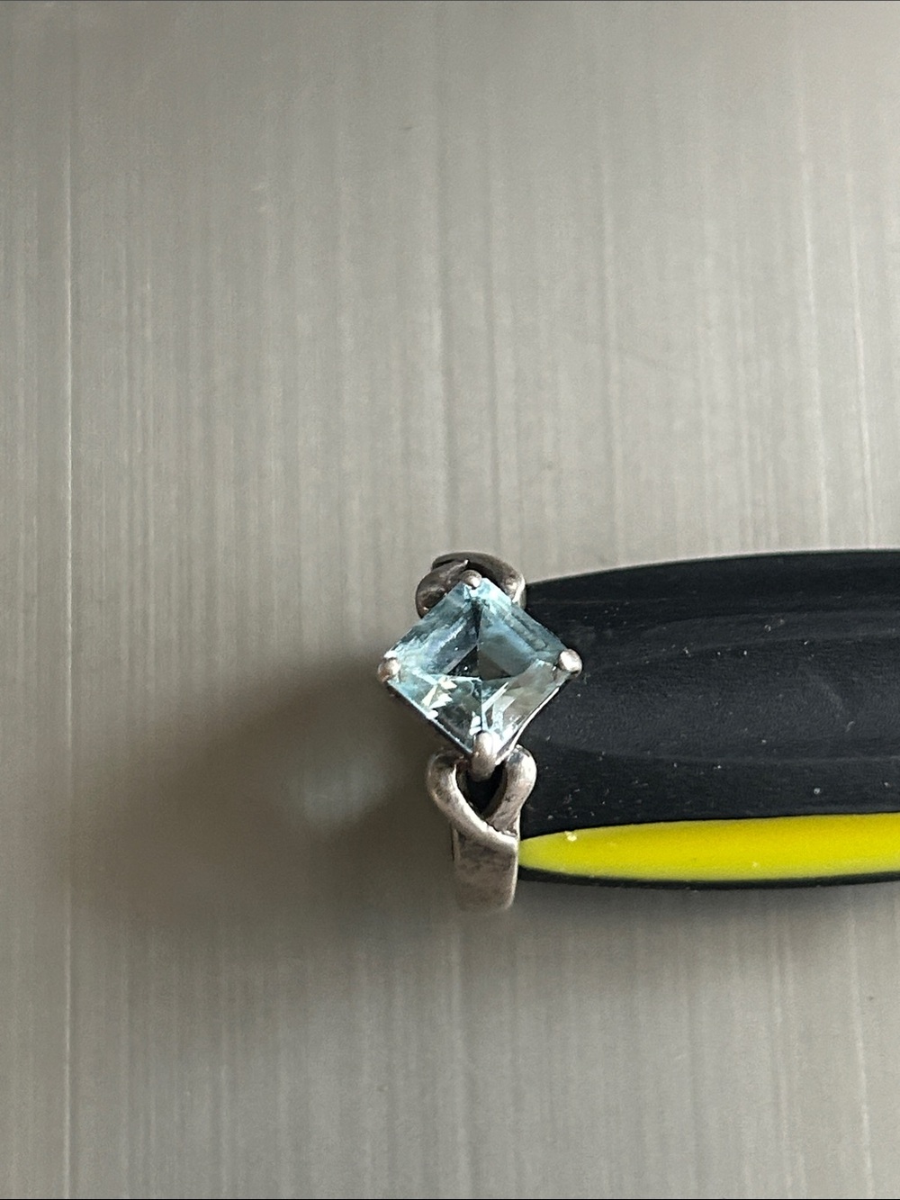 Sterling Silver Square-Cut Ring - Light Blue Topez?